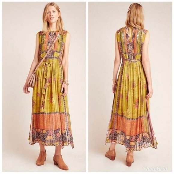 Anthropologie Dresses & Skirts - Gorgeous Anthropologie Bhanuni Jyoti citron maxi dress size S
